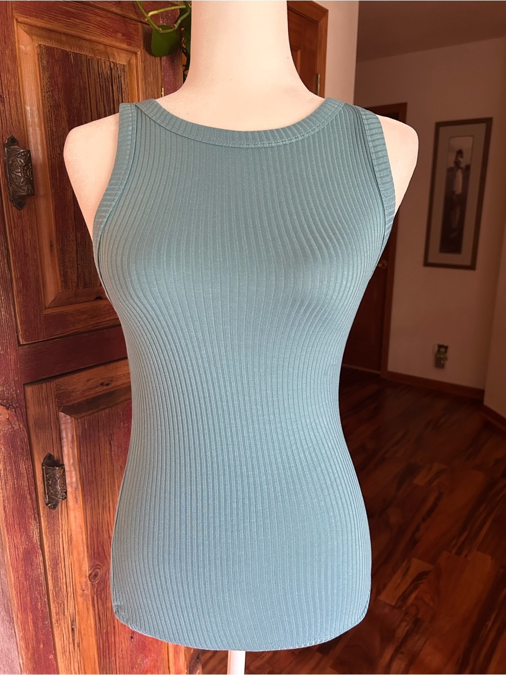 Zenana Outfitters Ribbed Tank Top in Teal Blue